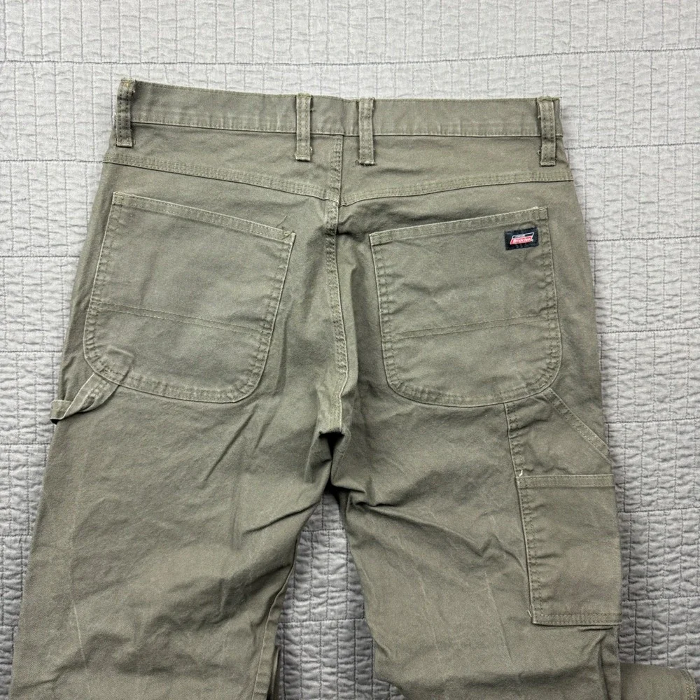 Dickies Mens 33x32 Carpenter Pants Olive Green Canvas Workwear Utility